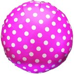 Кулька фольгована 401577 круг 18* з малюнком крапочки рожева