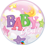 Куля BUBBLE прозора 22" (56см) BABY GIRL Місяць та Зірки