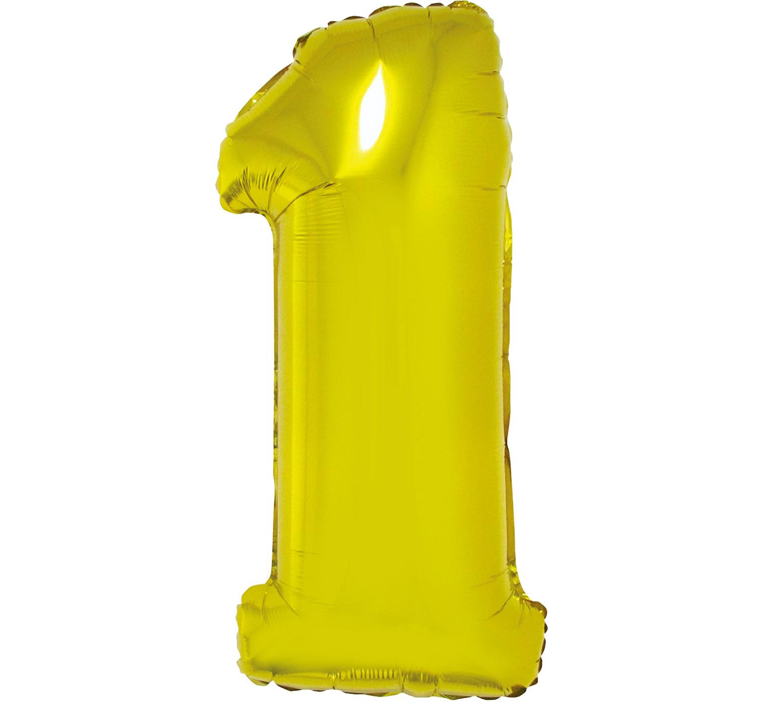 balon-cyfra-1-jeden-zlota-duzy ЦИФРА ФОЛЬГИРОВАННАЯ 1 ЗОЛОТО PL (40''92СМ) в упаковке - Зображення 1