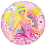 Кулька фольгована 401542 круг 18* з малюнком фея на розовом круге