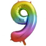 ЦИФРА ФОЛЬГИРОВАННАЯ 9 РАДУГА PL (40”92СМ) в упаковке
