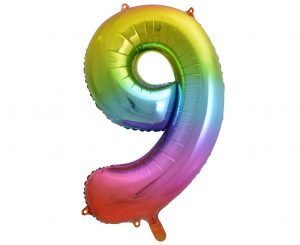 ЦИФРА ФОЛЬГИРОВАННАЯ 9 РАДУГА PL (40”92СМ) в упаковке