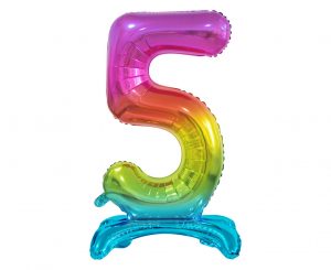 ЦИФРА ФОЛЬГИРОВАННАЯ 5 РАДУГА  в упаковке
