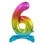 ЦИФРА ФОЛЬГИРОВАННАЯ 6 РАДУГА  в упаковке