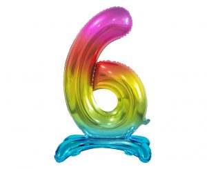ЦИФРА ФОЛЬГИРОВАННАЯ 6 РАДУГА  в упаковке