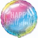 Кулька фольгована 401614 круг 18* з малюнком Happy birthday градієнт