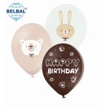 Повітряна кулька (B105, 30 см) Ведмедик, зайка, Happy birthday, 25 шт